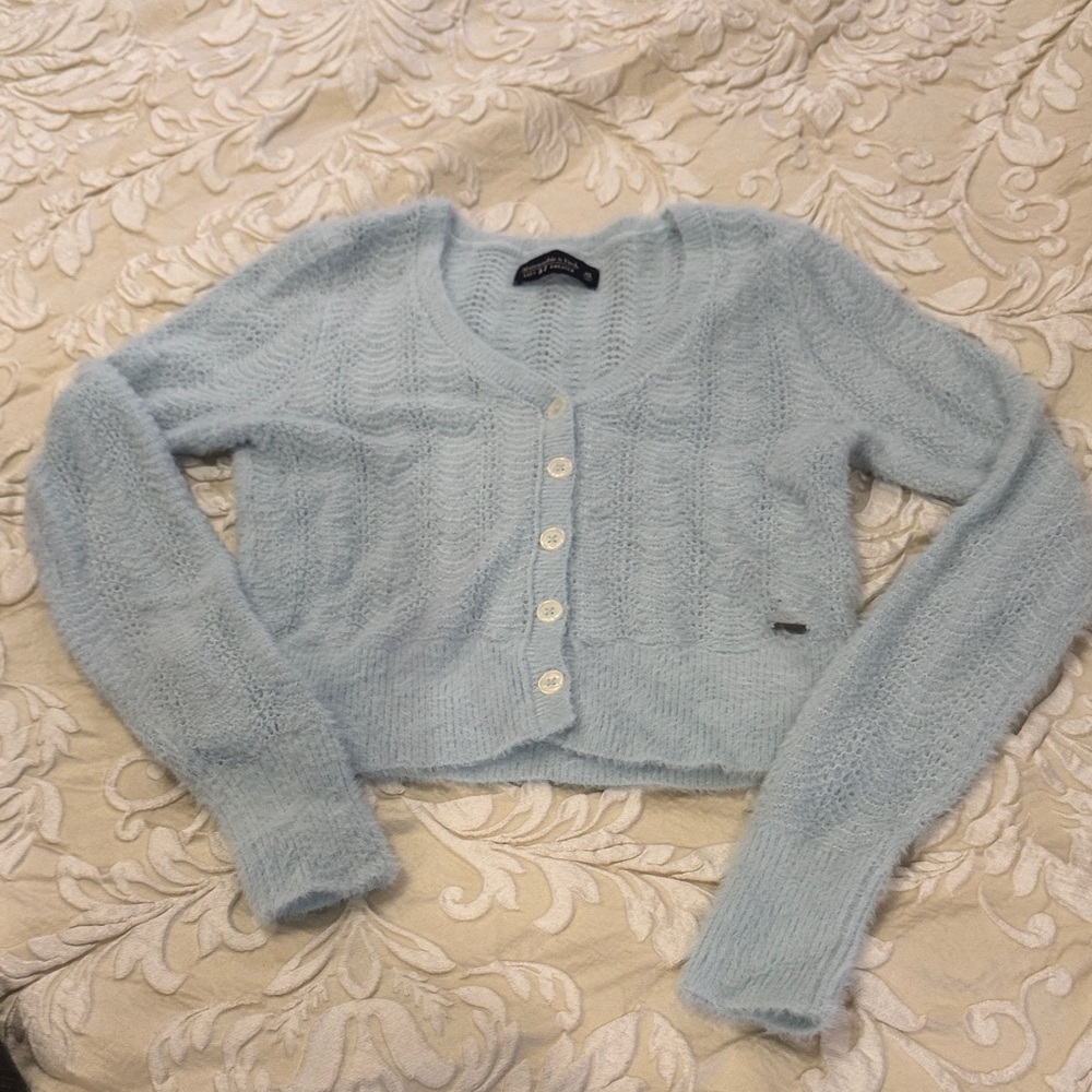 Abercrombie & Fitch Soft Blue Button-Up Cardigan